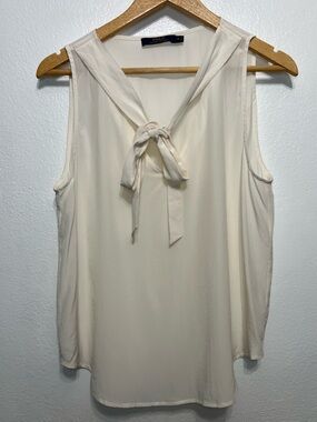 Polo by Ralph Lauren Ivory Sleeveless Tie-Neck Silk Blouse Women’s Size 12